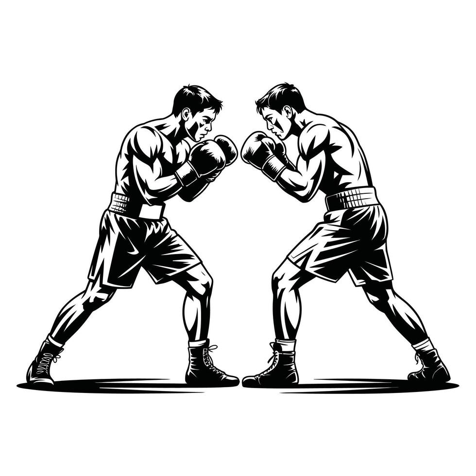 Two boxers fighting illustration vector