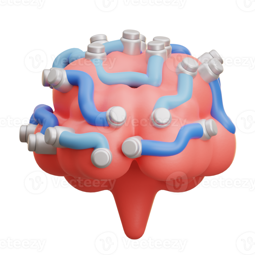 3D AI Neural Brain Network png