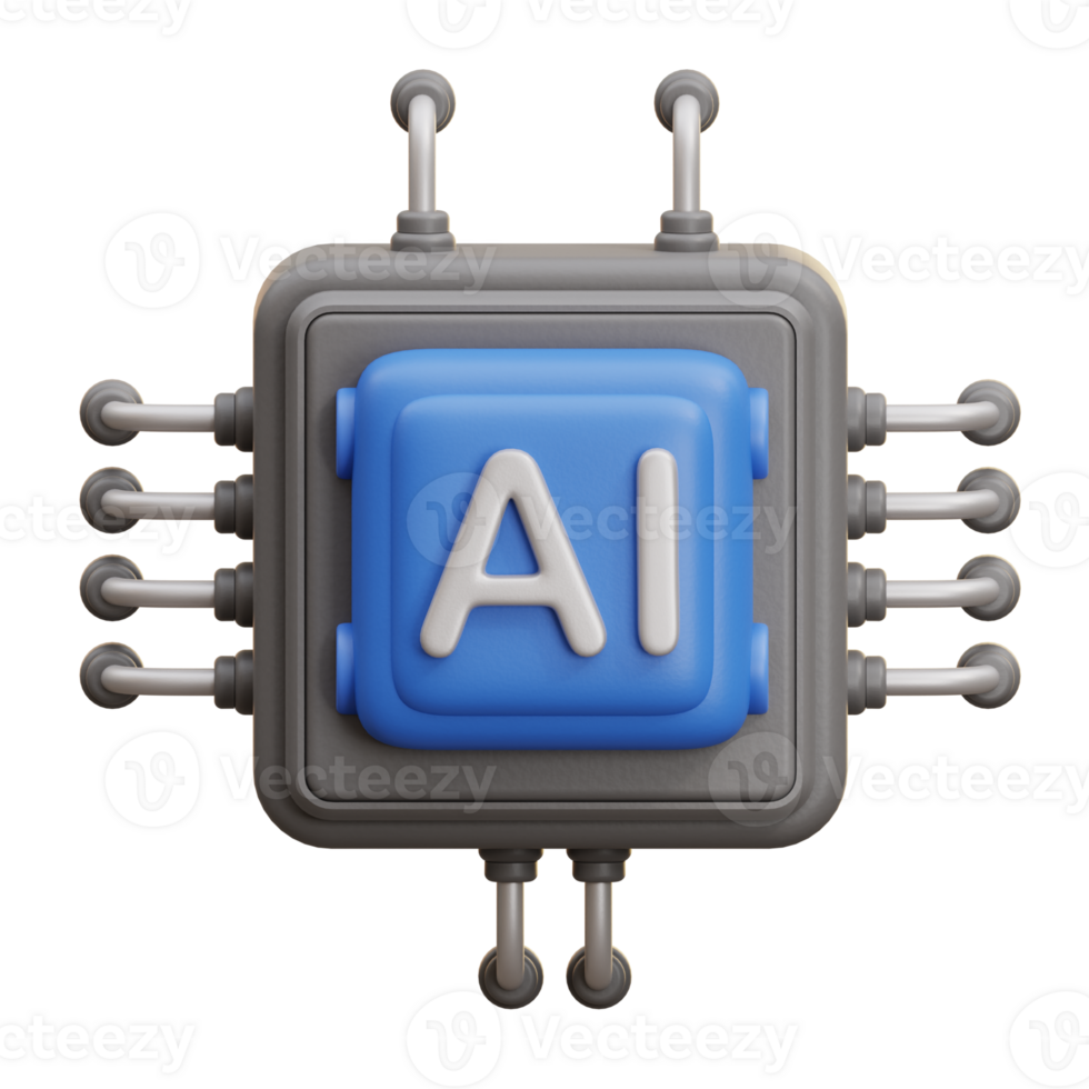 3D AI Microchip Processor png
