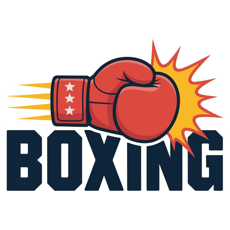 Boxing logo with fist and sunburst vector