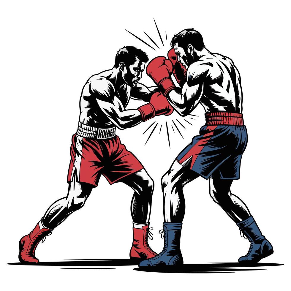Two boxers fighting in the ring vector
