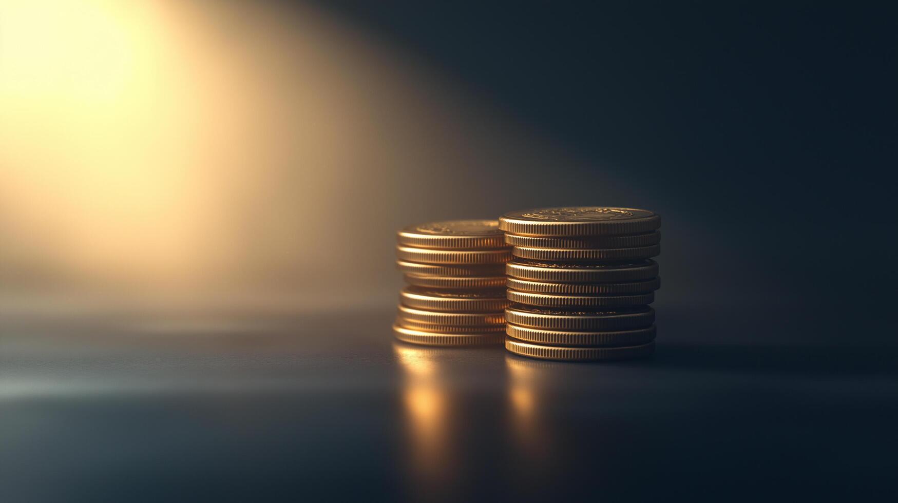 A stacked coins with subtle lighting effects to emphasize the expansion Background, Luxury HD wallpaper Image, Trendy high resolution Desktop Background photo