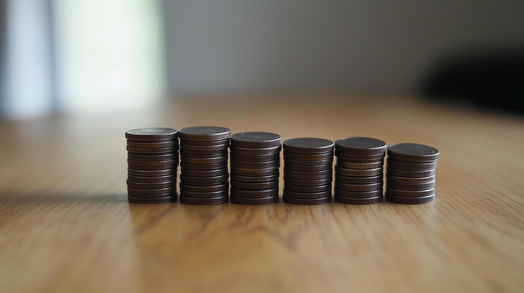 A rising stack of coins representing the growth of the stock market Background, Luxury HD wallpaper Image, Trendy high resolution Desktop Background photo