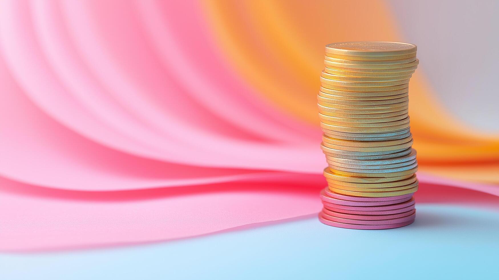 A Stack Of Coins On A Clean, White Background With Rising Line Background, Luxury HD wallpaper Image, Trendy high resolution Desktop Background photo