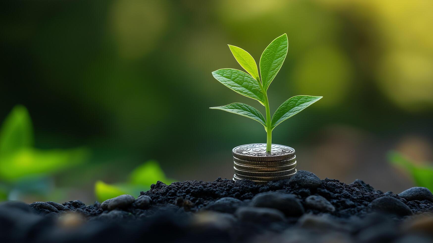 A stack of coins with a subtle upward arrow, indicating smart investment Background, Luxury HD wallpaper Image, Trendy high resolution Desktop Background photo