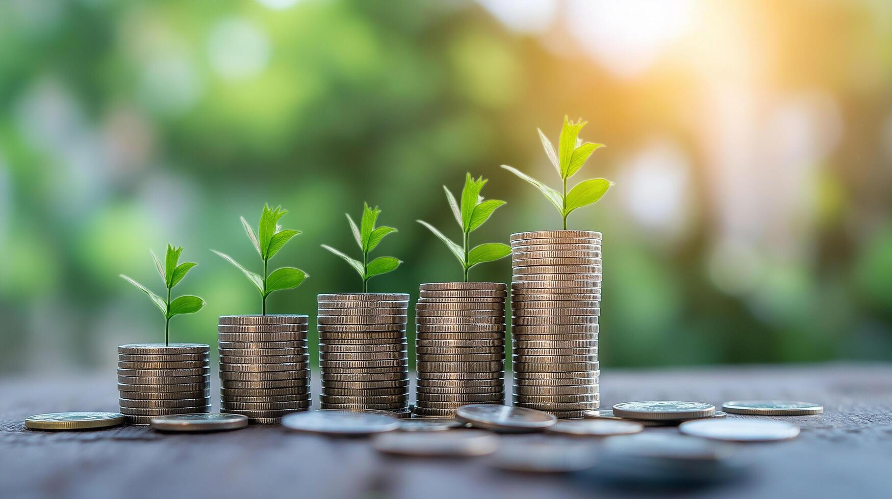 Stacked Coins Arranged To Form An Upward Trend, Visually Signifying Background, Luxury HD wallpaper Image, Trendy high resolution Desktop Background photo