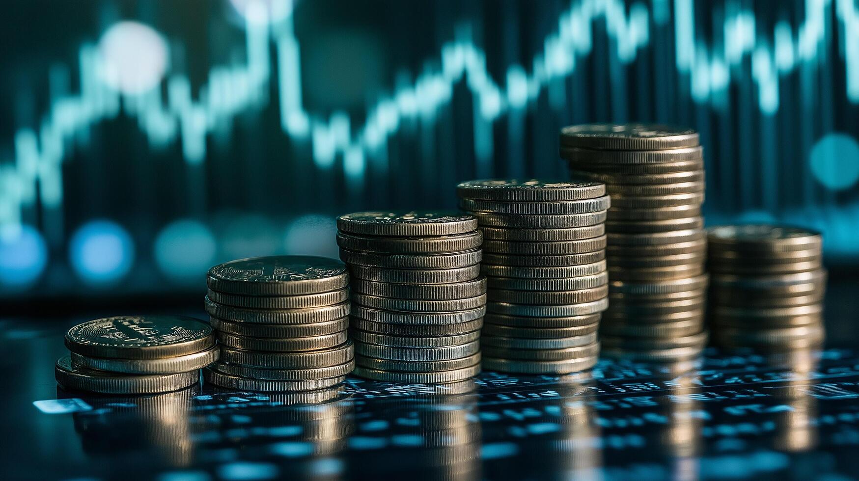 A Stacked Coins Arranged To Form An Upward Trend, Visually Signifying Background, Luxury HD wallpaper Image, Trendy high resolution Desktop Background photo