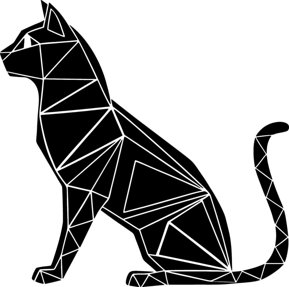 Cat Silhouette Formed Entirely with Geometric Circles vector