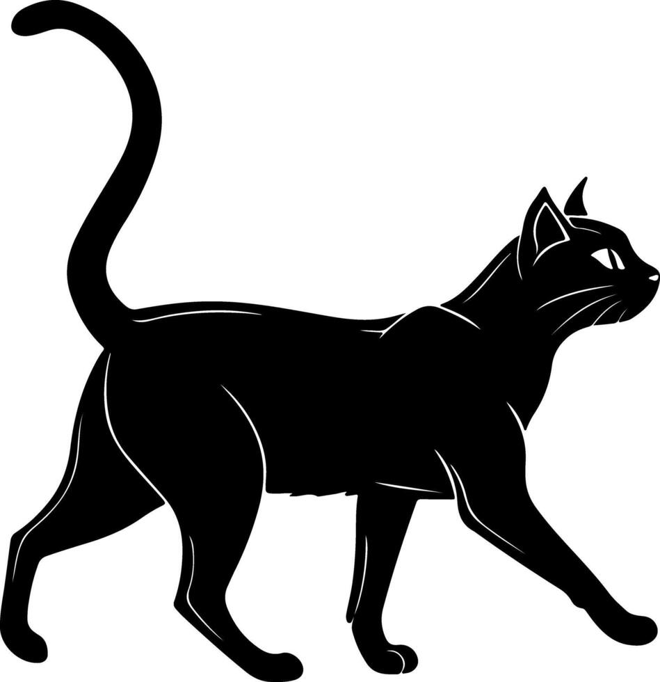 Cat Stretching Forward in Silhouette Style vector