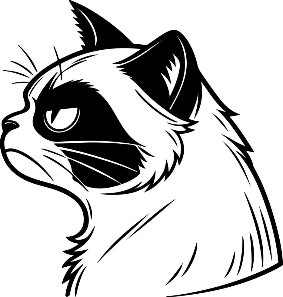 Grumpy Cat Face Silhouette with Downturned Mouth vector