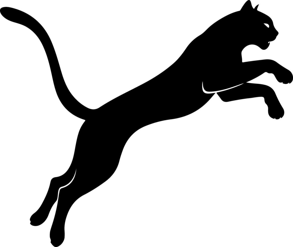 Jumping Cat Mid-Air in Dynamic Silhouette Pose vector