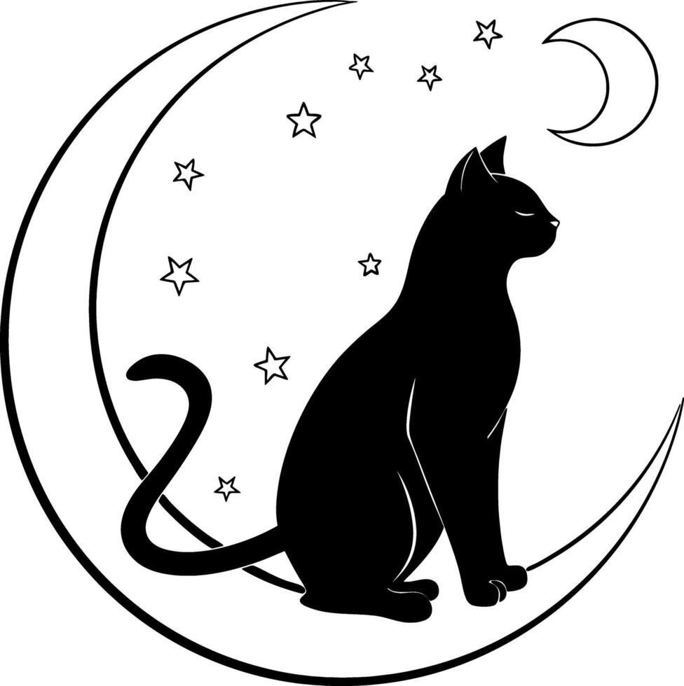 Sitting Cat Silhouette Beside Object or Corner vector