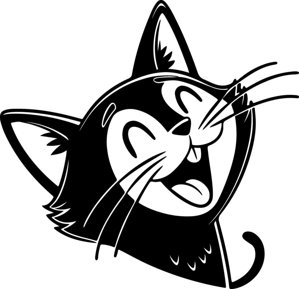 Cat Face Silhouette with Calm Expression vector
