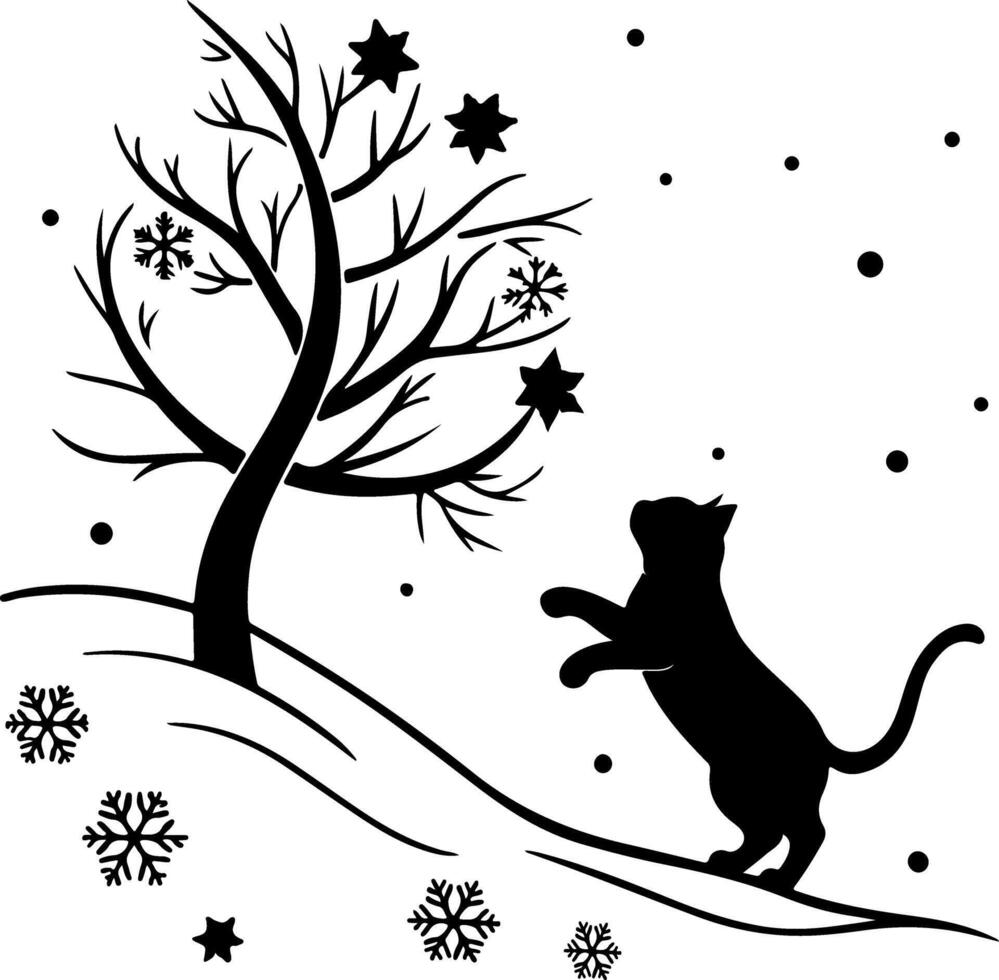 Playful Jumping Cat Silhouette in Motion vector