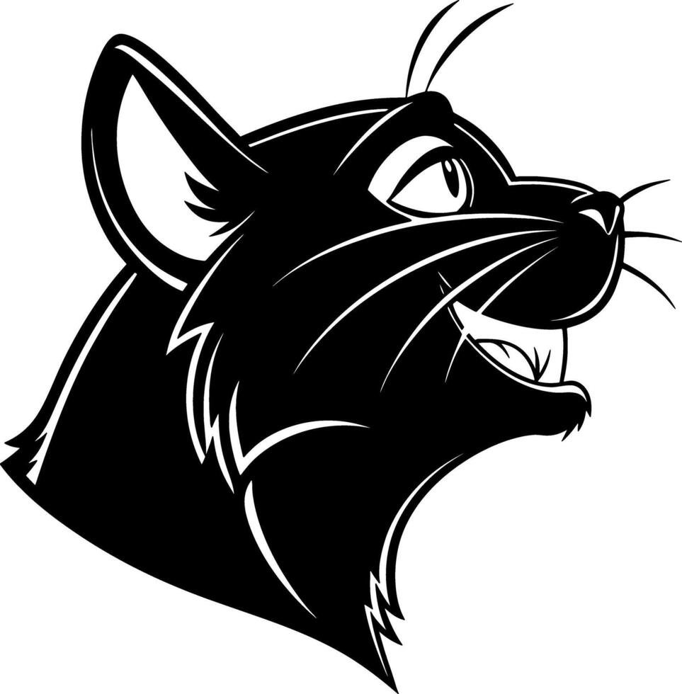 Playful Mischievous Cat Face Silhouette vector