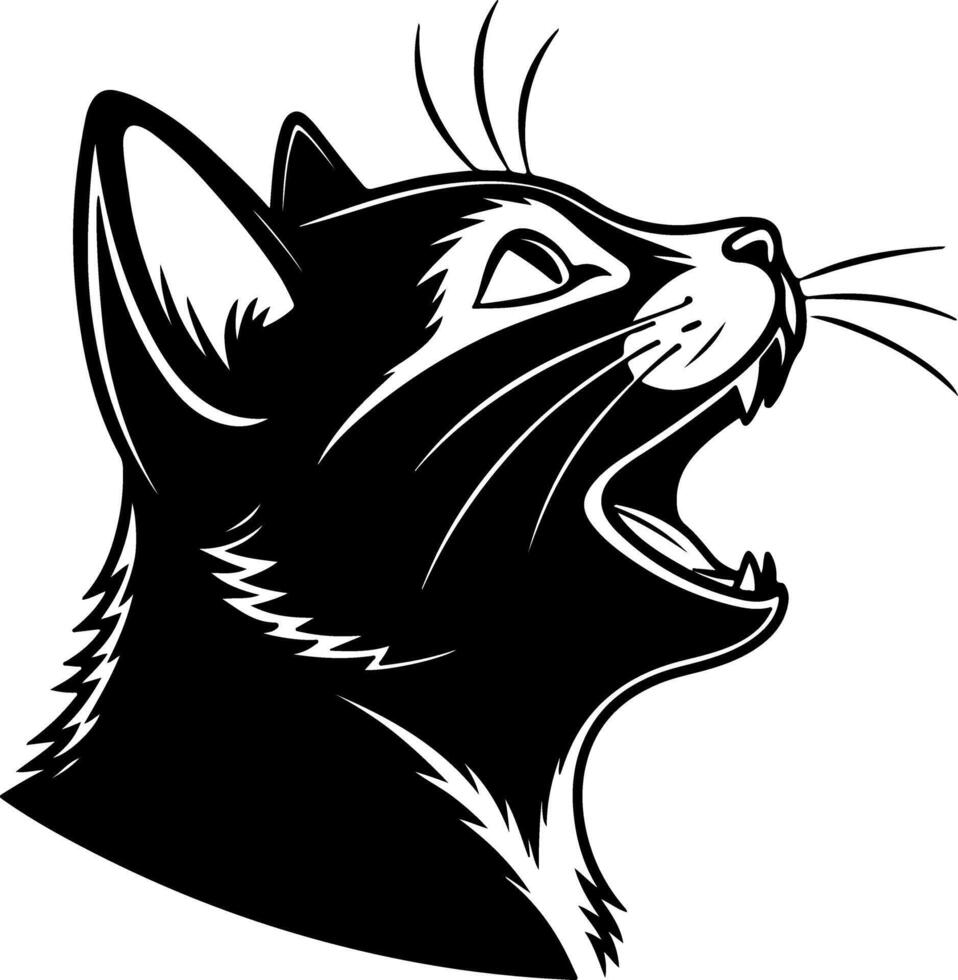 Joyful Cat Face Silhouette with Bright Expression vector