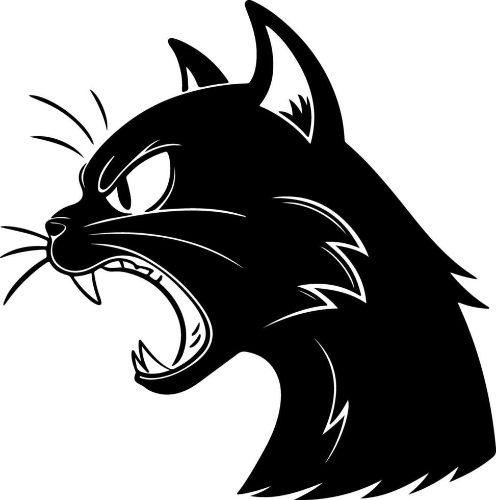 Angry Cat Face Silhouette in Frontal View vector