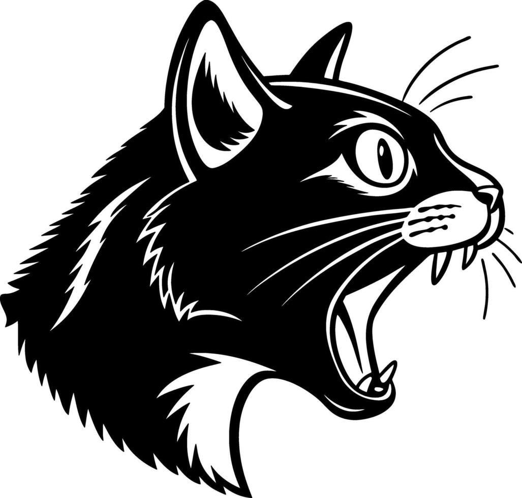 Scared Cat Face Silhouette with Wide Eyes vector