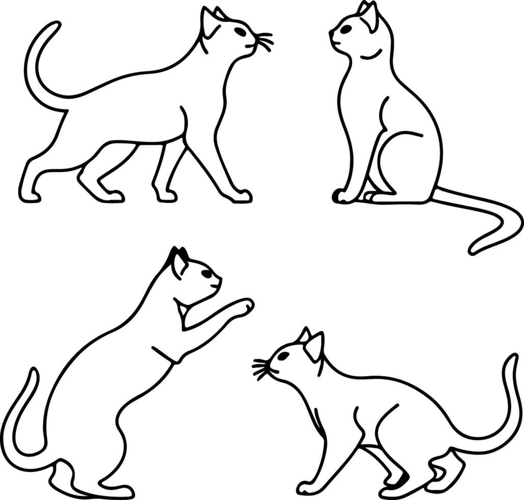 Collection of Clean Minimalist Cat Outline Set vector