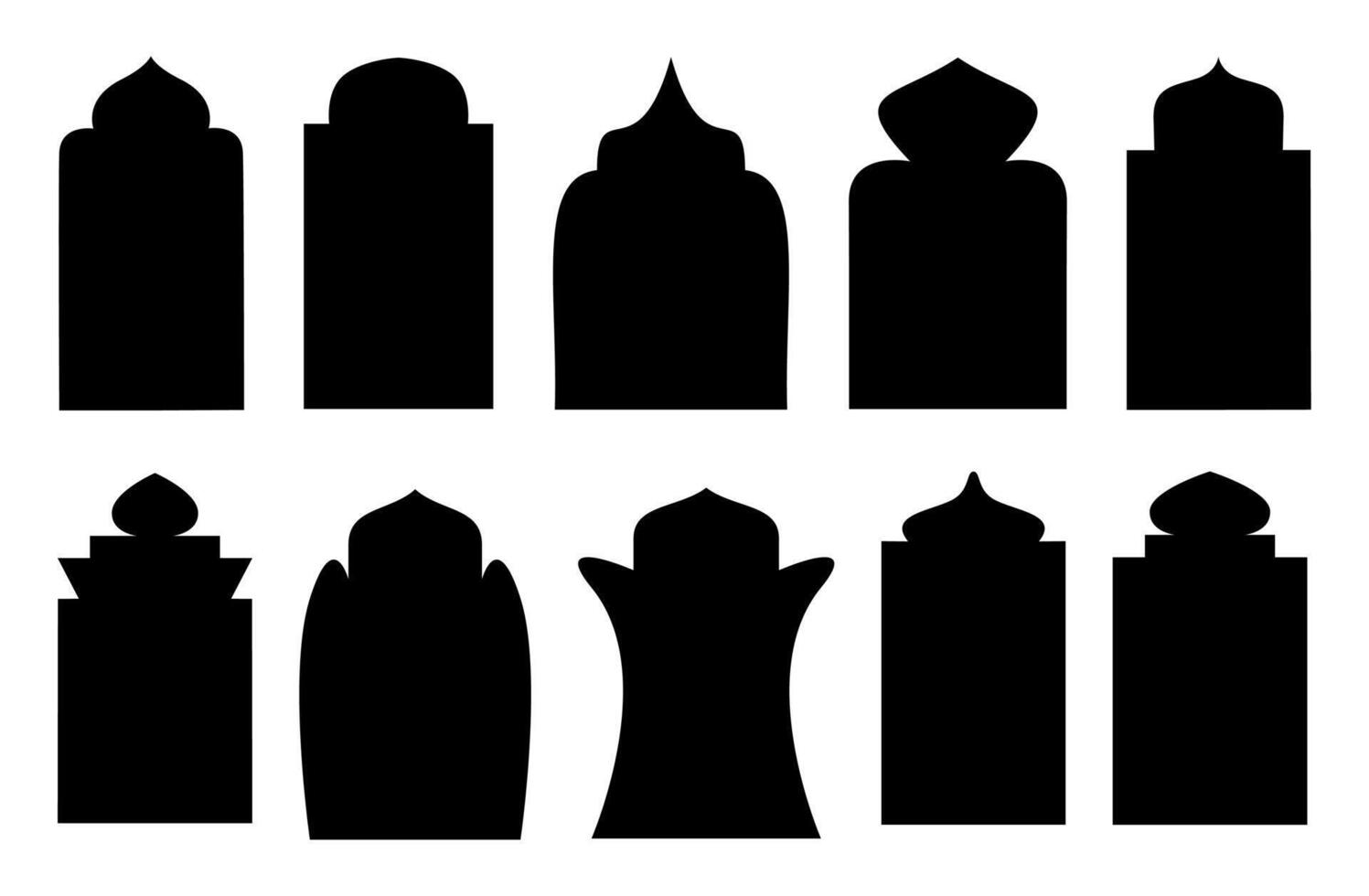 Islamic window silhouette Arabic arch collection. vector