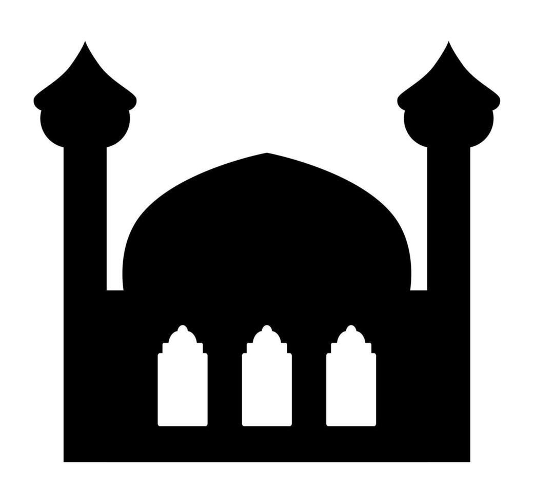 Simple design silhouette of mosque, Arabic culture building for prayer. vector