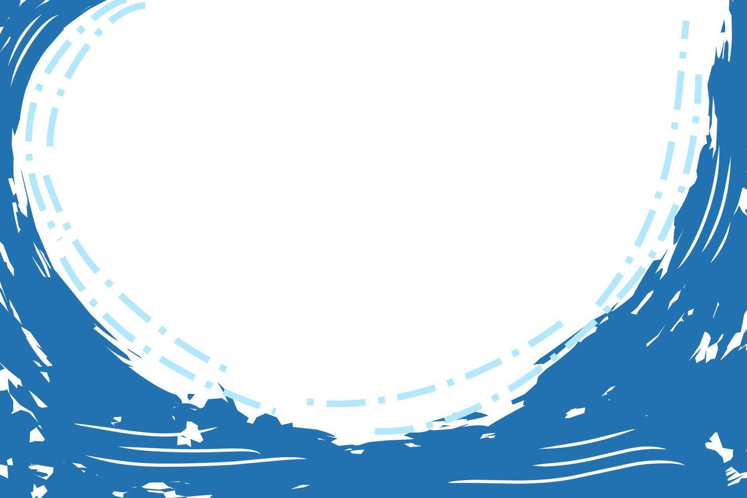 Artistic simple blue arch brush stroke background with copy space. vector