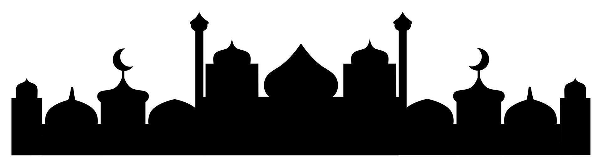 Silhouette of horizontal mosque design for Islamic poster template , eid mubarak. vector