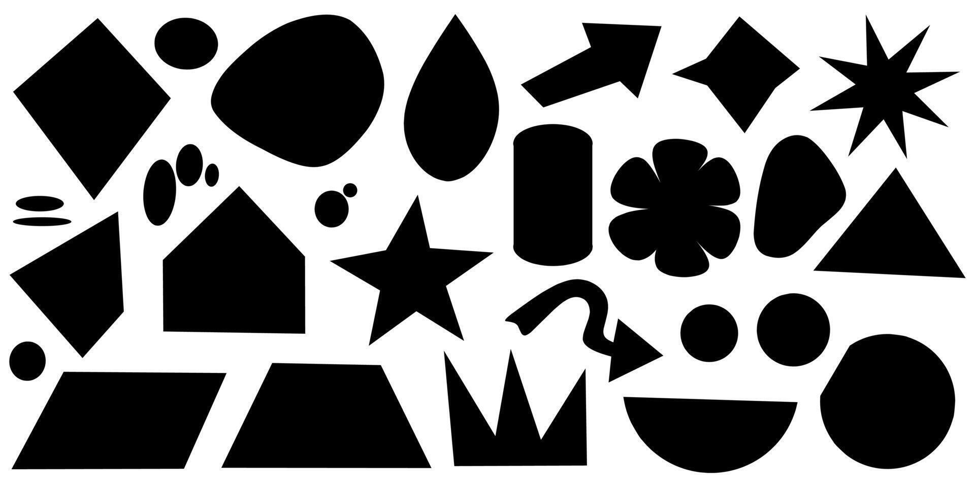 Set of geometric shapes, star, flower, and arrows isolated for creative assets. vector