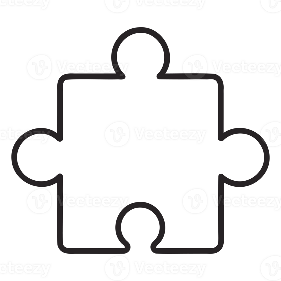 Minimalist black and white illustration of single puzzle piece png