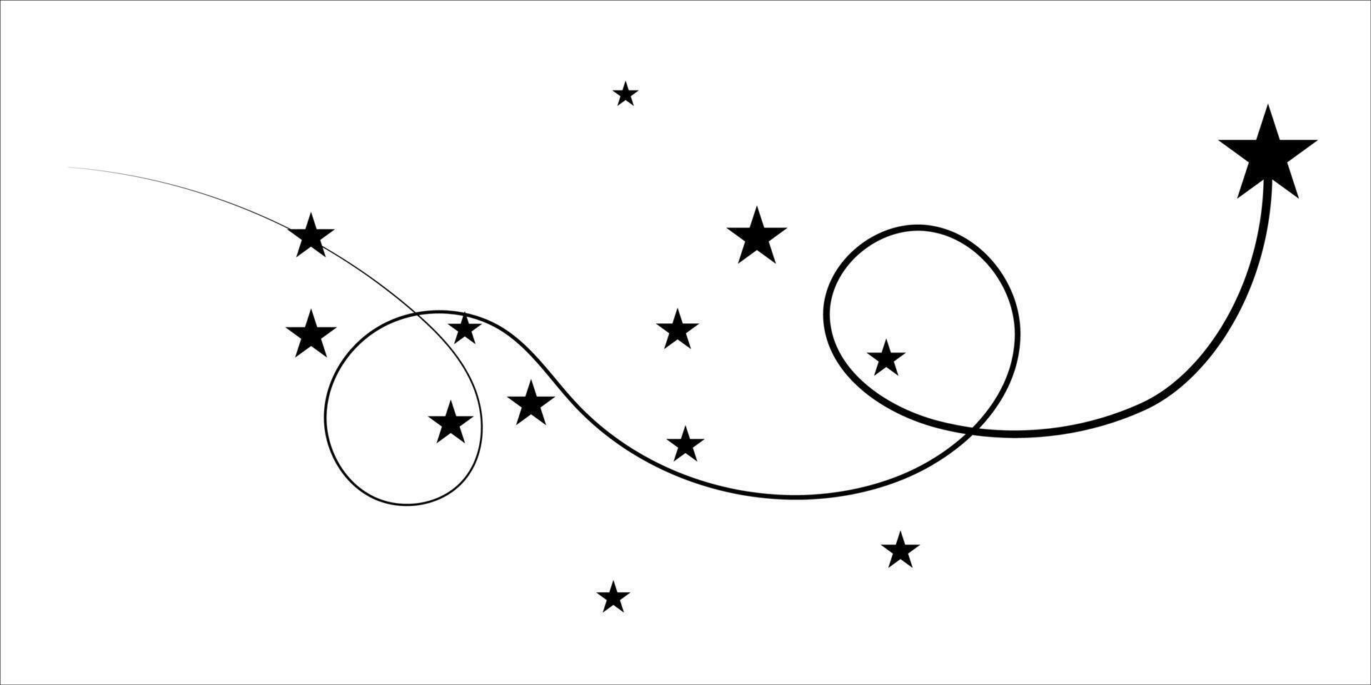 Curved star trail with sparkles vector