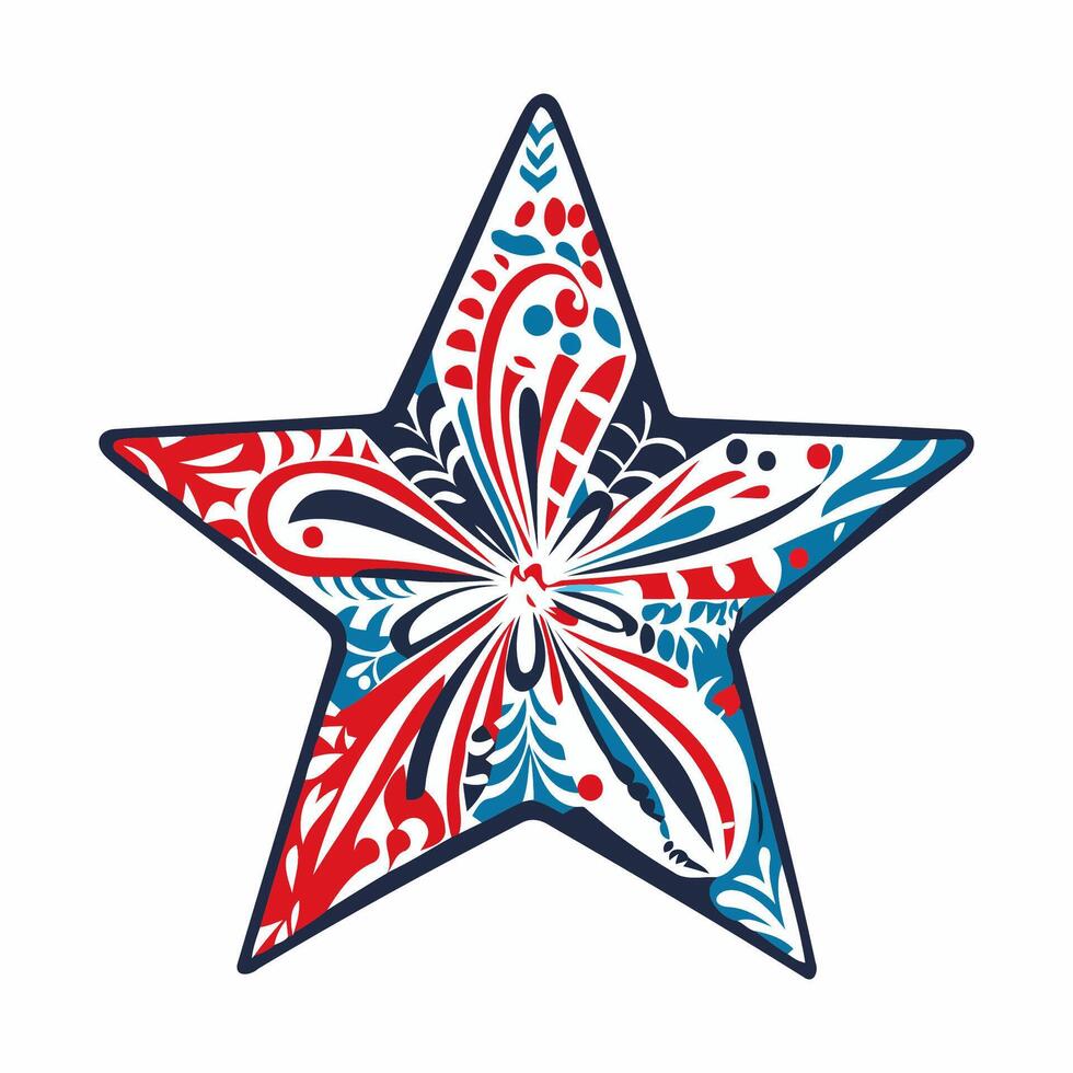 Decorative Red Blue Floral Star vector