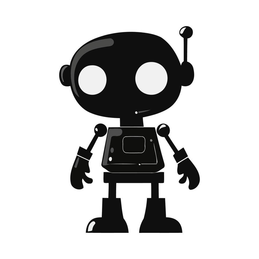 Black Robot With Round Eyes vector