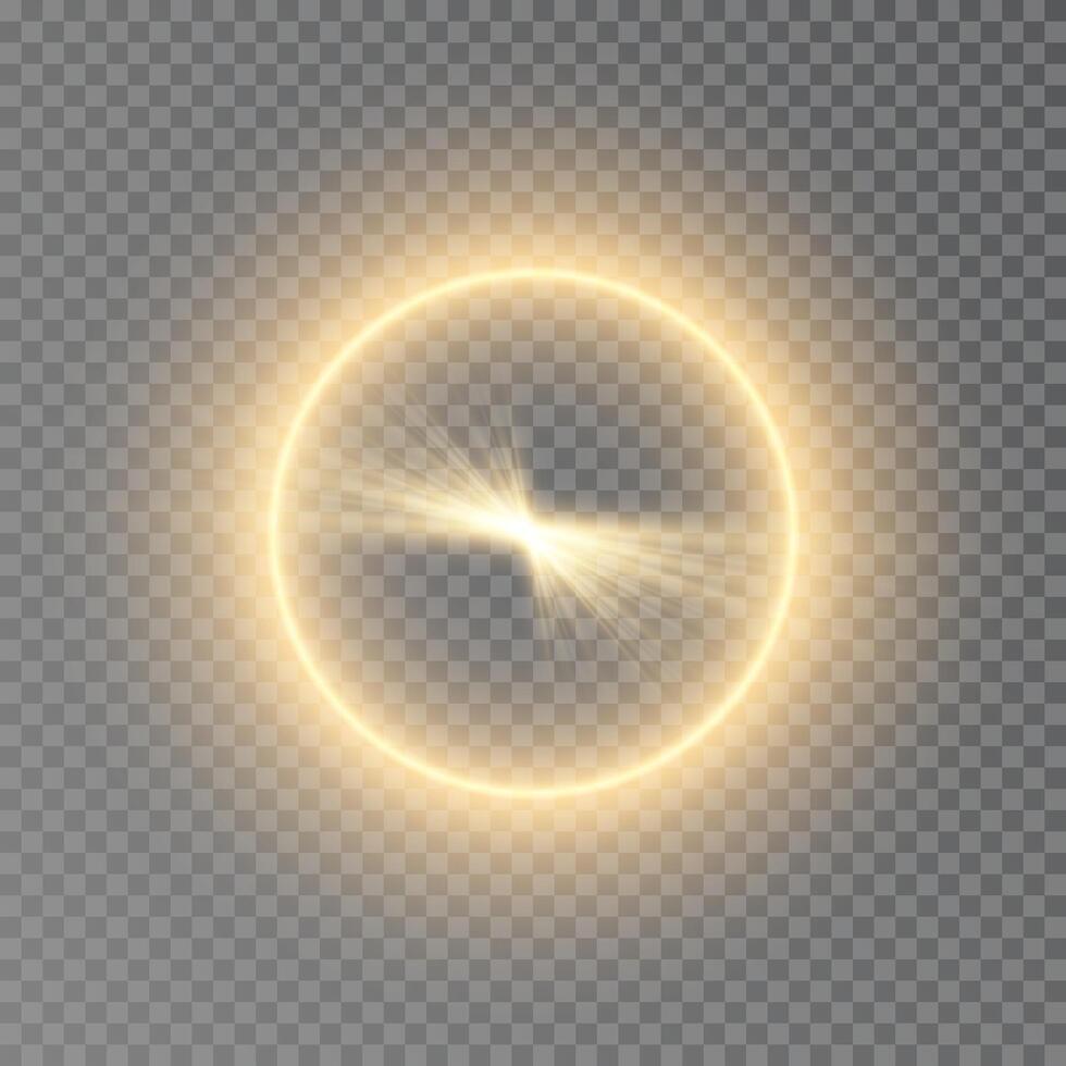 Glowing Golden Magic Circle with Rays vector