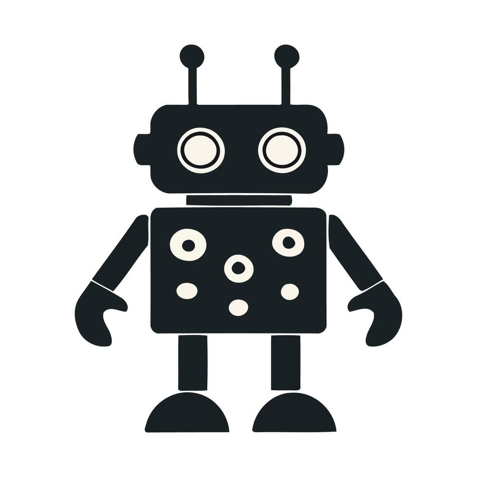 Retro Robot With Antenna Design vector