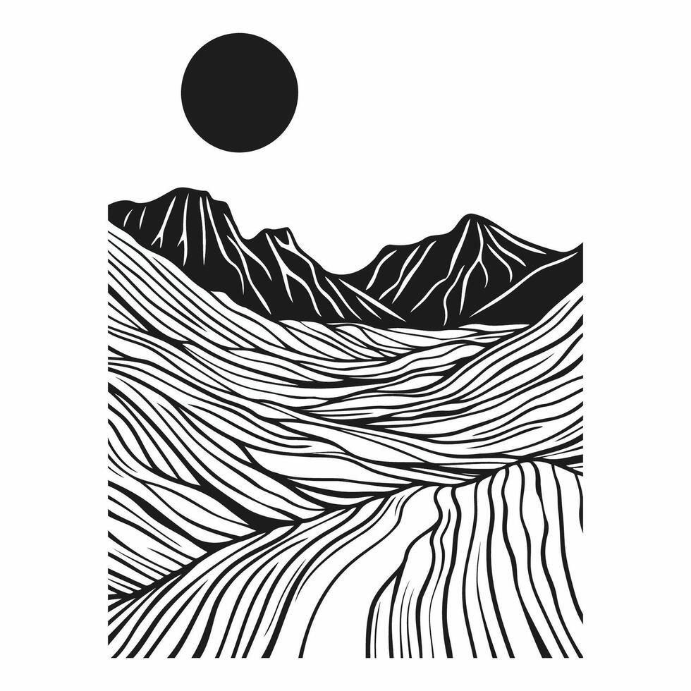Black And White Stylized Mountains vector