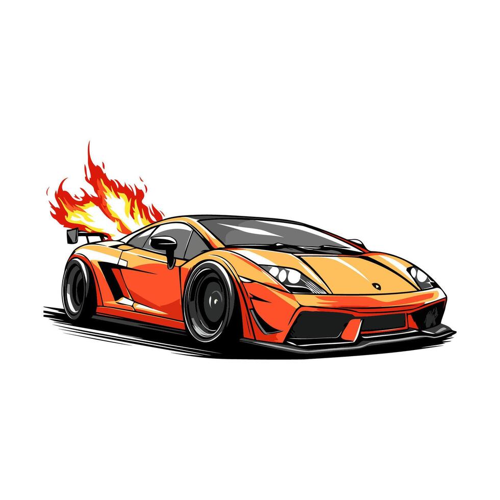 Speed Racing Car With Flames vector