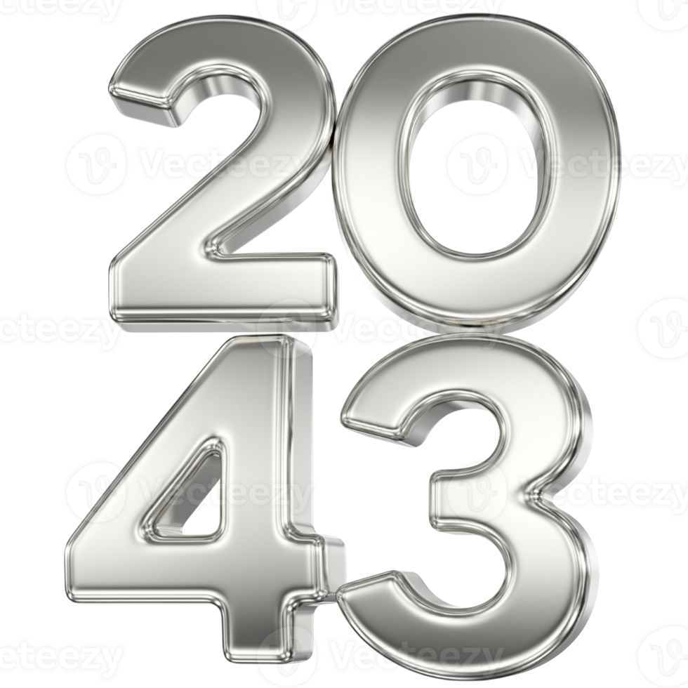 Happy New Year Number 2043 Silver 3D png