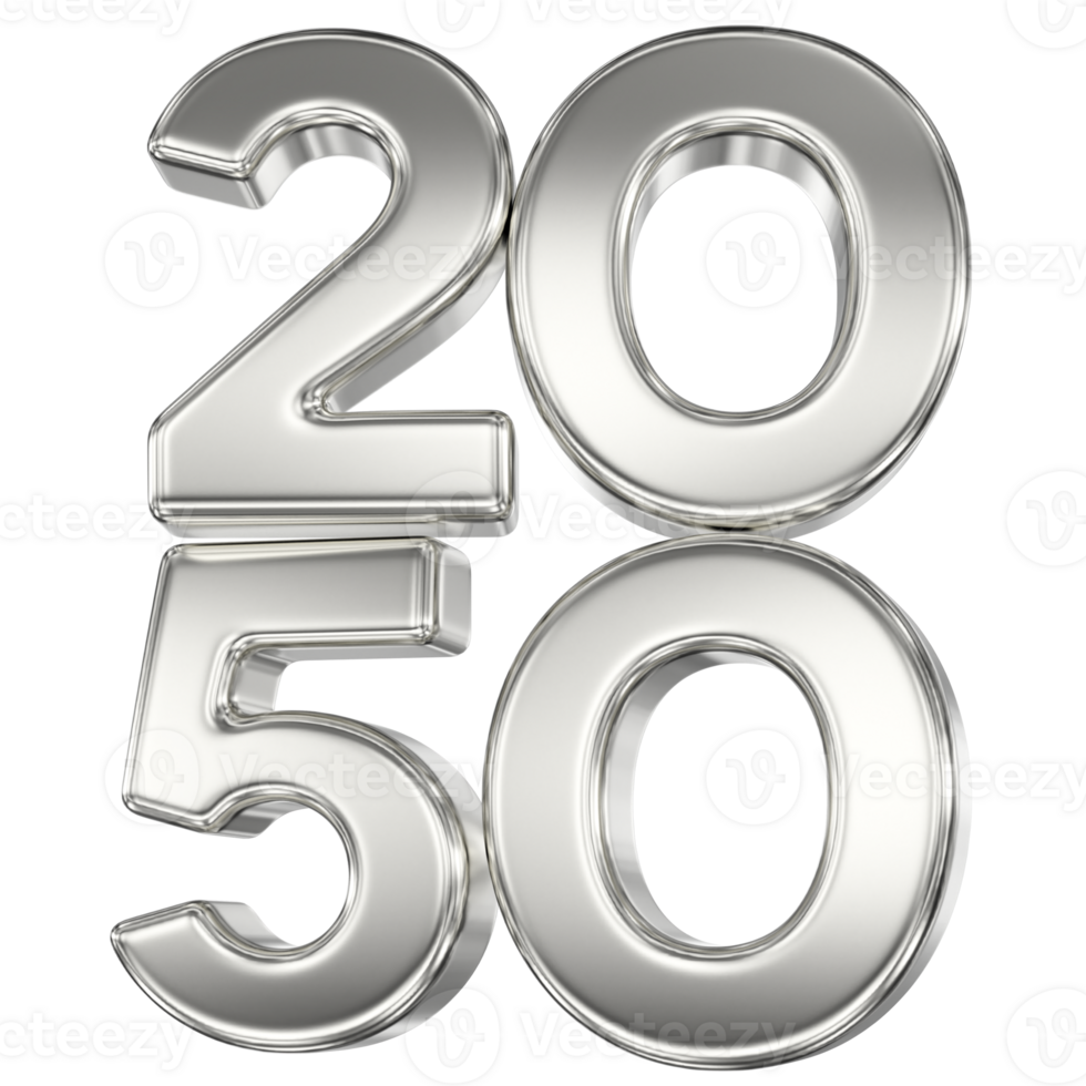 Happy New Year Number 2050 Silver 3D png
