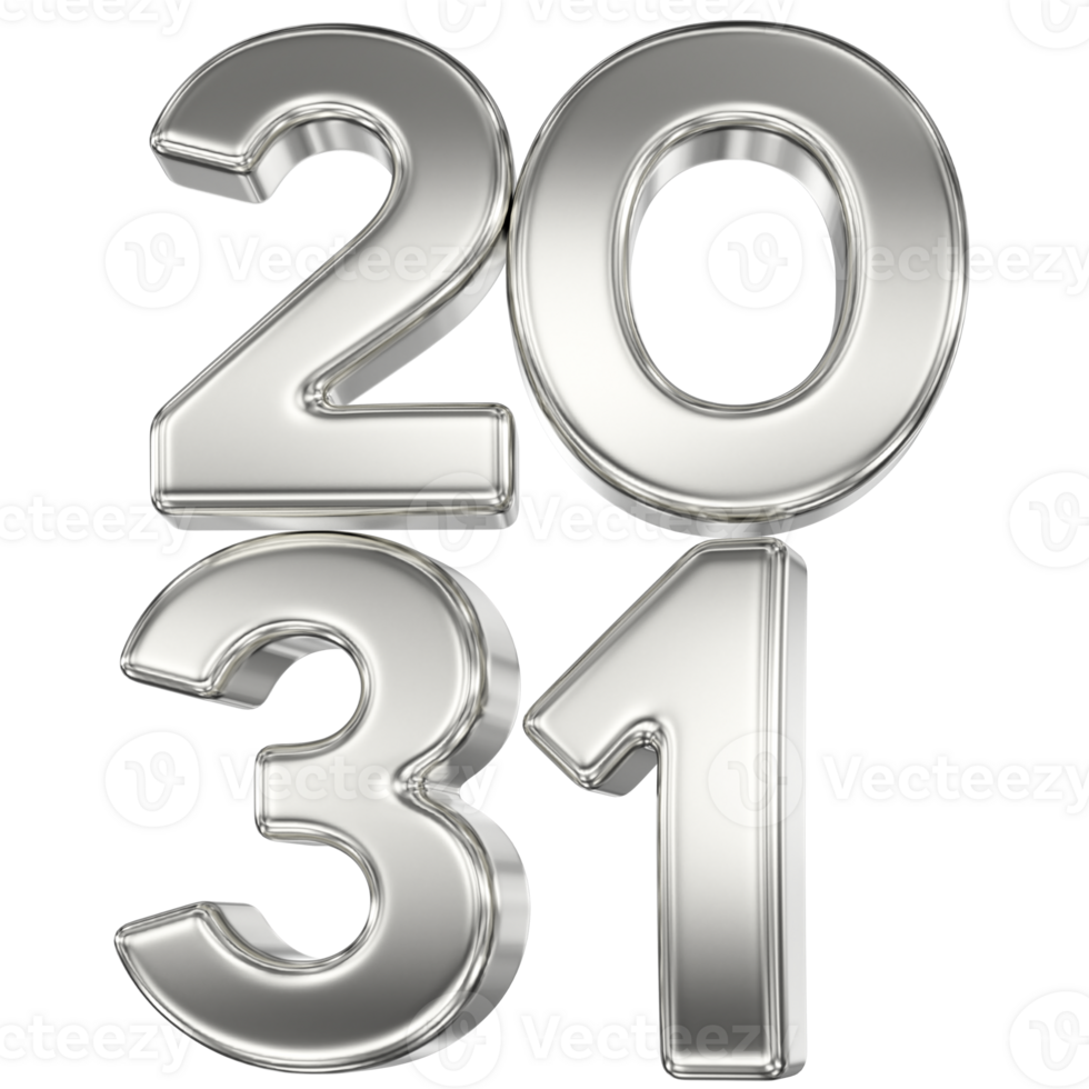 Happy New Year Number 2031 Silver 3D png