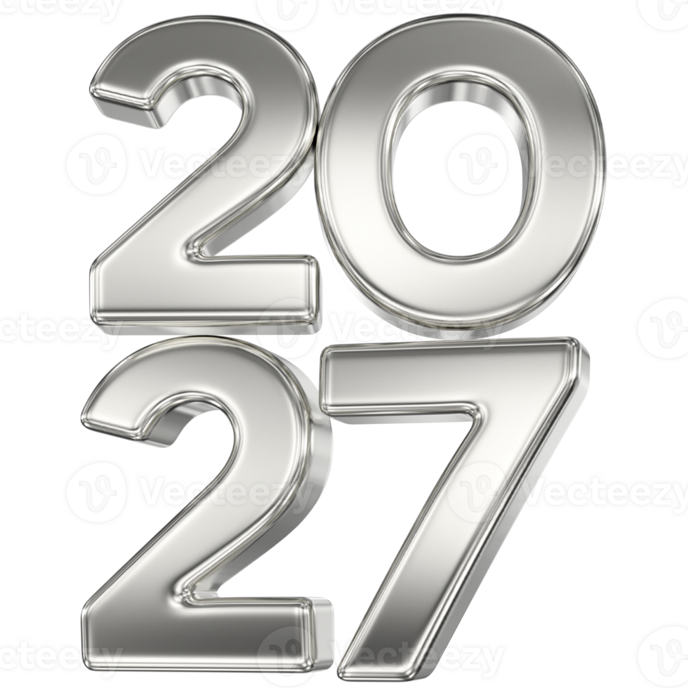Happy New Year Number 2027 Silver 3D png