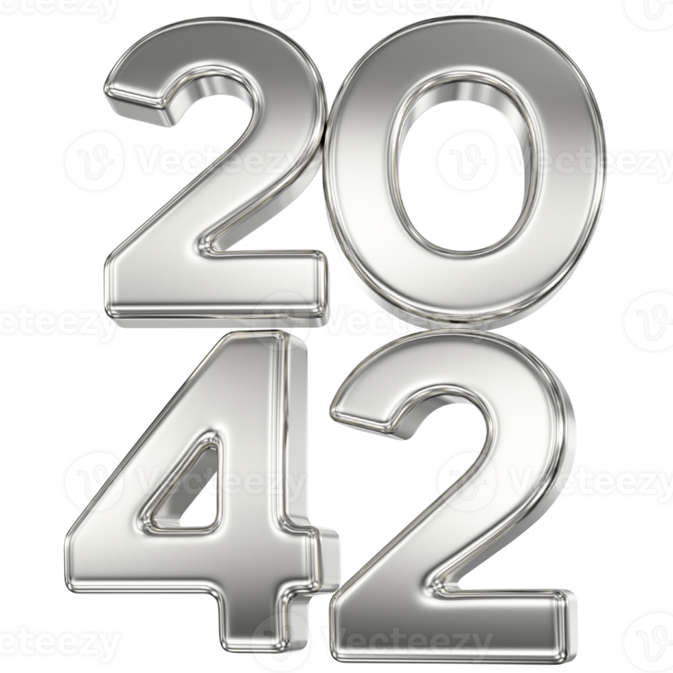 Happy New Year Number 2042 Silver 3D png