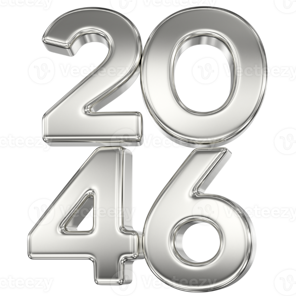 Happy New Year Number 2046 Silver 3D png