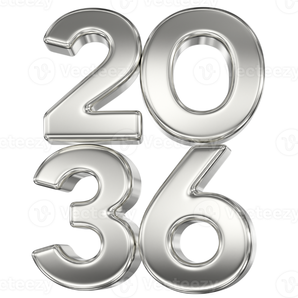 Happy New Year Number 2036 Silver 3D png