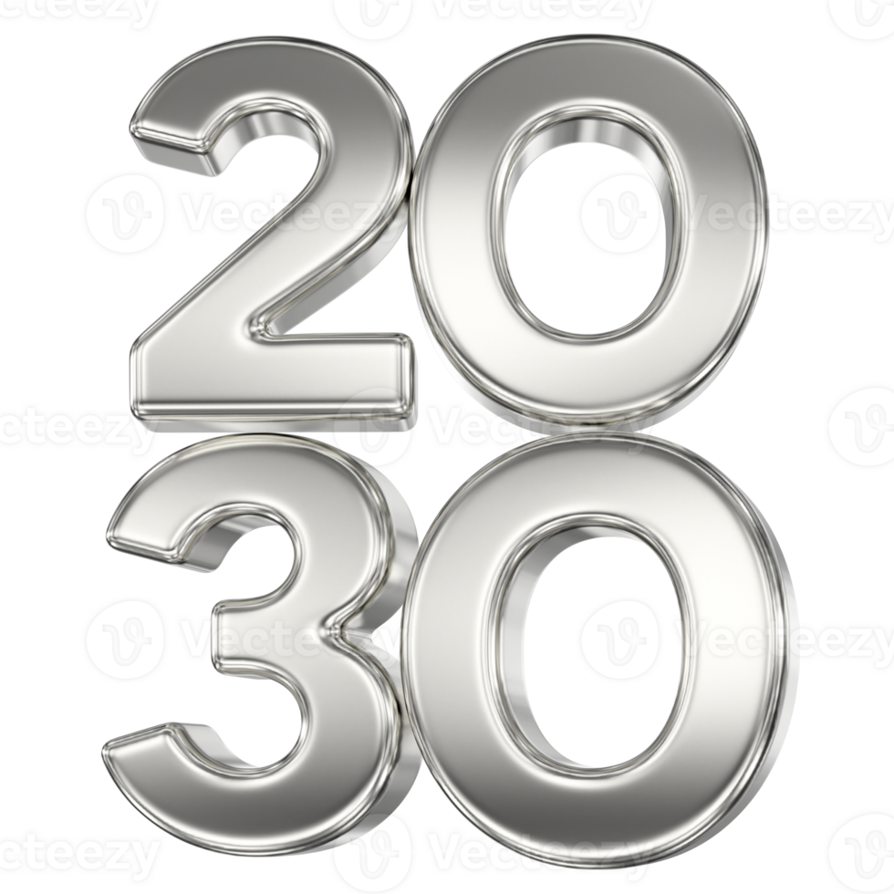 Happy New Year Number 2030 Silver 3D png