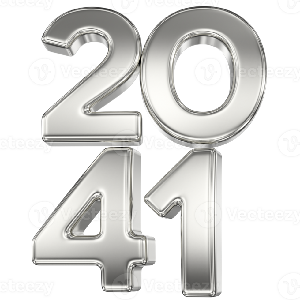 Happy New Year Number 2041 Silver 3D png