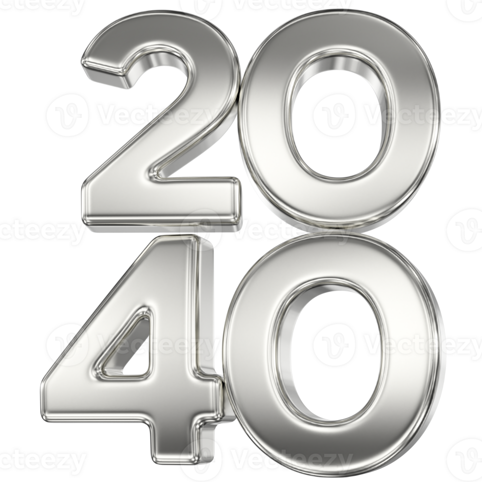 Happy New Year Number 2040 Silver 3D png