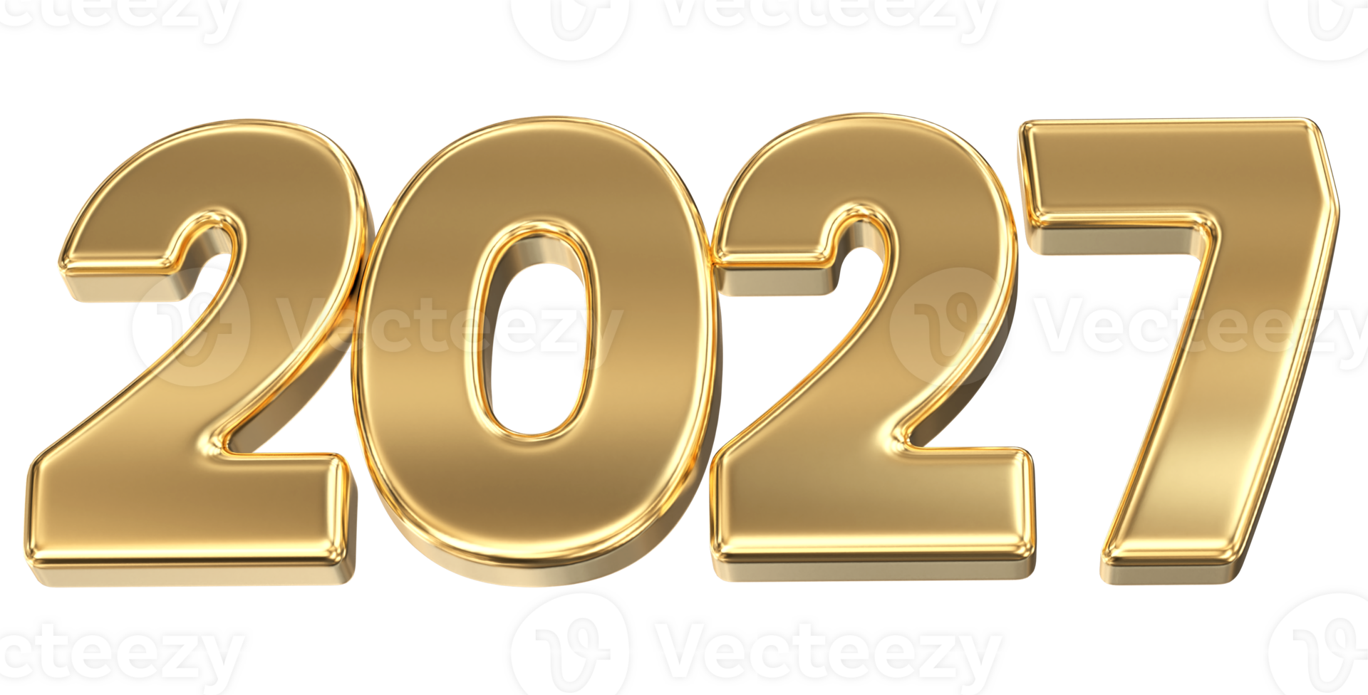 number 2027 gold 3d render, happy new year 2027 png