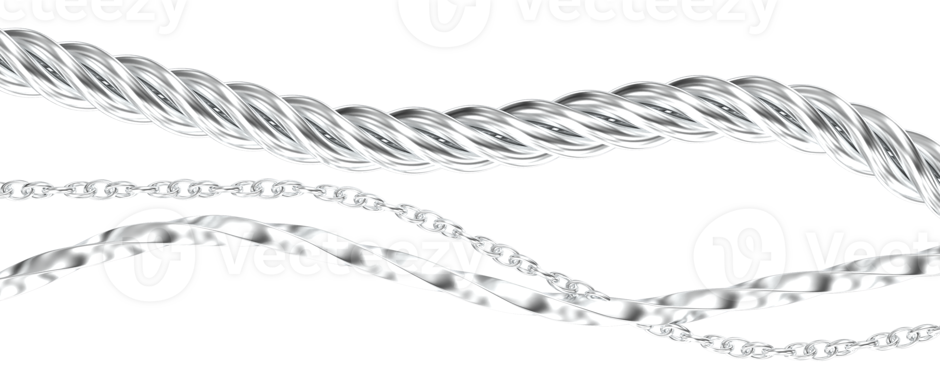a set of silver chains and ropes on a transparent background png
