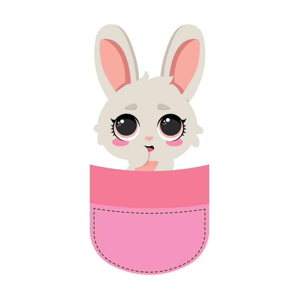 Thoughtful bunny in a pocket vector