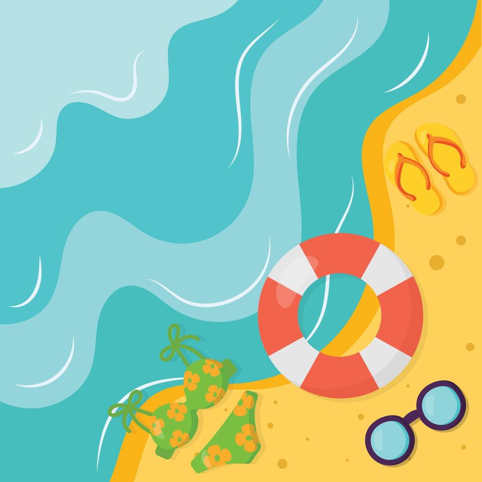 Beach top view summer vacation vector